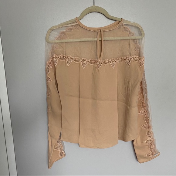 Jonathan Simkhai Mesh Draped Long Sleeve Silk Top - Picture 3 of 8